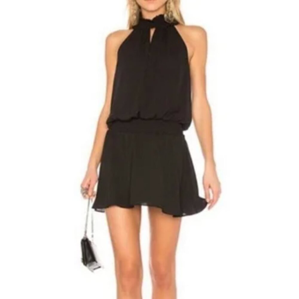 Amanda Uprichard Kimmie Mini Dress Black Smocked Sleeveless Small